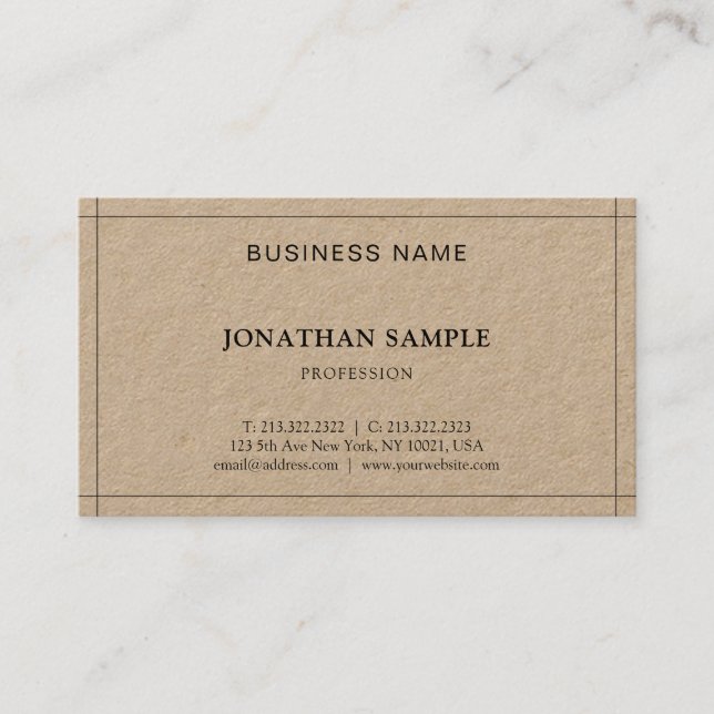Modern Minimalist Elegant Professional Plain Luxe Business Card (Front)