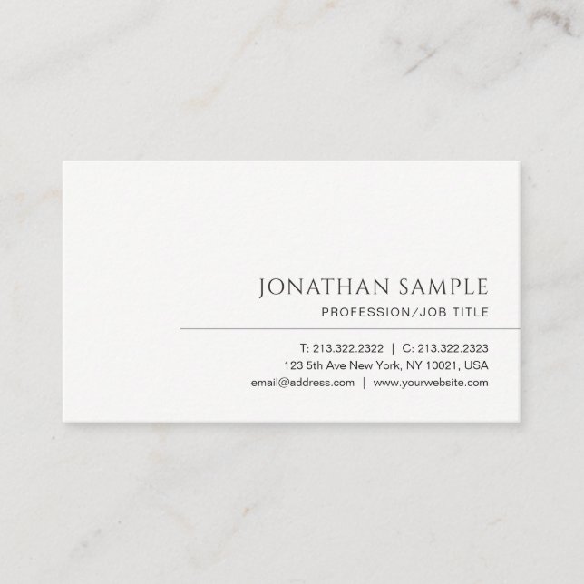 Modern Minimalist Elegant Professional Template Business Card (Front)