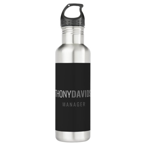 Modern Minimalist Elegant Professional Your Name Stainless Steel Water Bottle