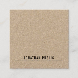 Modern Minimalist Elegant Real Kraft Paper Simple Square Business Card