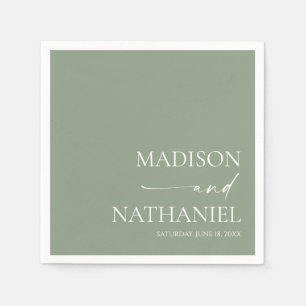 Modern Minimalist Elegant Sage Green Wedding Napkins