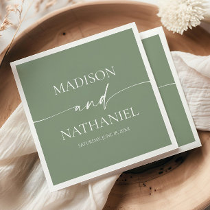 Modern Minimalist Elegant Sage Green Wedding Napkins