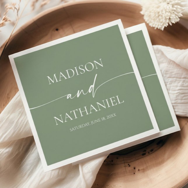 Modern Minimalist Elegant Sage Green Wedding Napkins (Creator Uploaded)