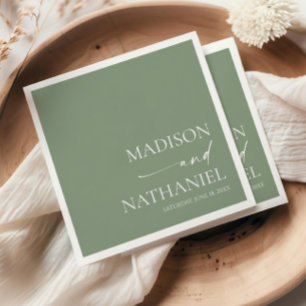 Modern Minimalist Elegant Sage Green Wedding Napkins