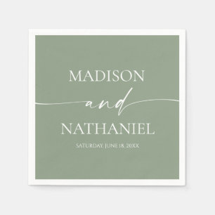 Modern Minimalist Elegant Sage Green Wedding Napkins