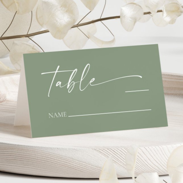 Modern Minimalist Elegant Sage Green Wedding Place Card (Creator Uploaded)
