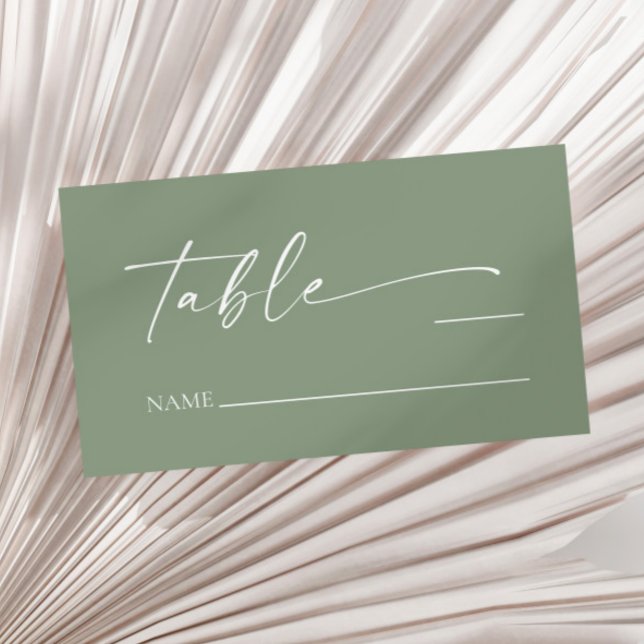 Modern Minimalist Elegant Sage Green Wedding Place Card (Creator Uploaded)