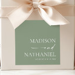 Modern Minimalist Elegant Sage Green Wedding Square Sticker<br><div class="desc">These are Modern Minimalist Elegant Sage Green Wedding Party Favor Stickers!</div>
