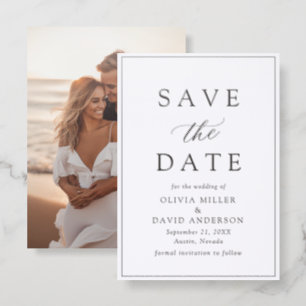 Modern Minimalist Elegant Save the Date Letterpress Photo Cards