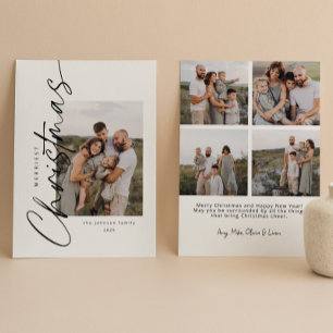 Modern Minimalist Elegant Script Christmas Holiday Card