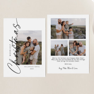 Modern Minimalist Elegant Script Christmas Holiday Card