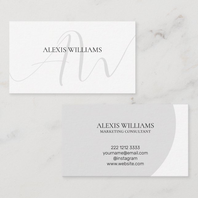 Modern Minimalist Elegant Script Professional Business Card (Front/Back)