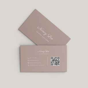 Modern Minimalist Elegant Script QR Code Business Card