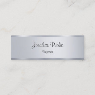 Modern Minimalist Elegant Script Silver Template Mini Business Card