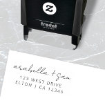 Modern Minimalist | Elegant Script Wedding Address Self-inking Stamp<br><div class="desc">Simple, stylish wedding RSVP return address stamp in a modern minimalist design style with an elegant natural script typography in classic black and white, with an informal handwriting style font. The text can easily be personalized for a unique one of a kind design for your special day. If you need...</div>