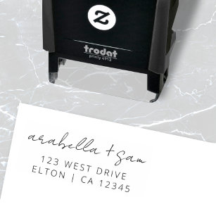 Modern Minimalist   Elegant Script Wedding Address Self-inking Stamp
