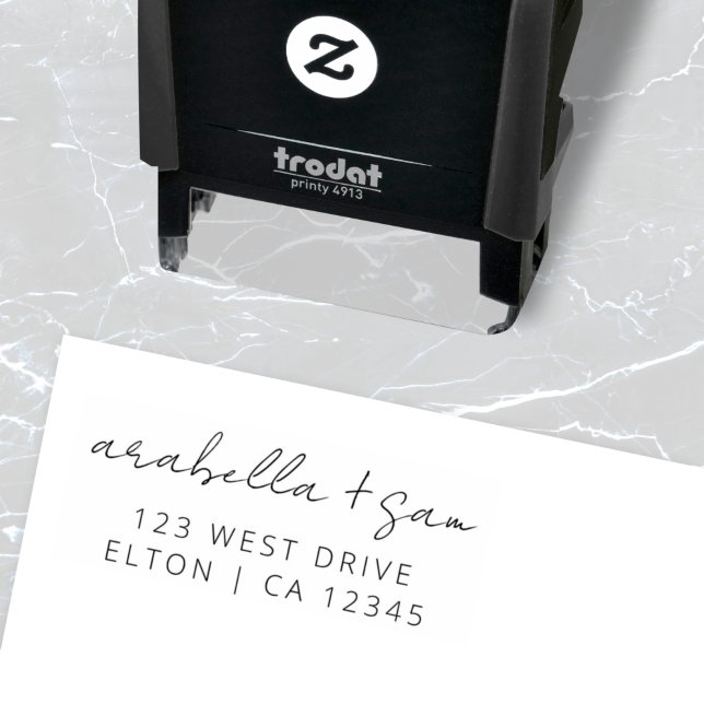 Modern Minimalist | Elegant Script Wedding Address Self-inking Stamp (Creator Uploaded)