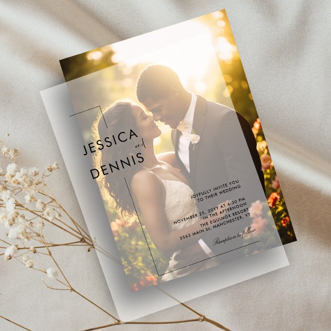 Modern Minimalist Elegant Script Wedding Vellum Invitations (Creator Uploaded)