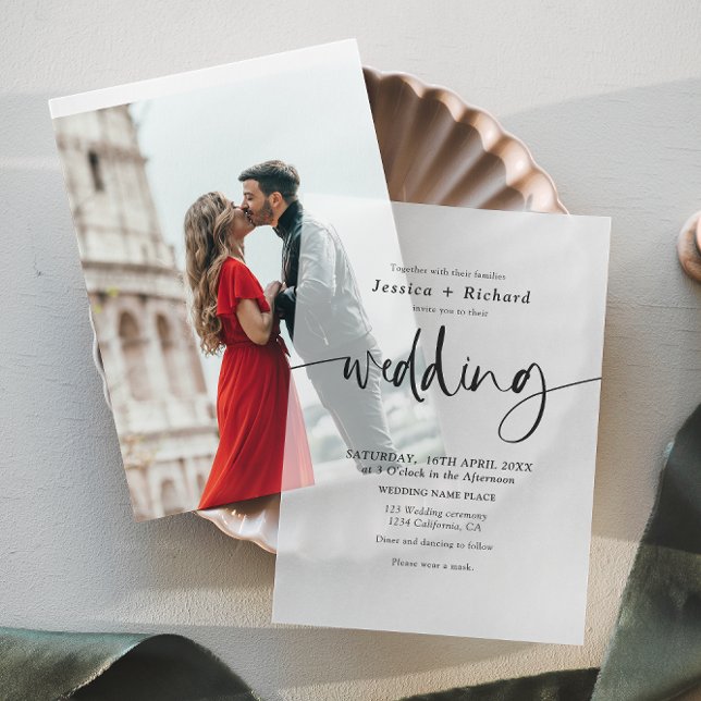 Modern Minimalist Elegant Script Wedding  Vellum Invitations (Modern Minimalist Elegant Script Wedding Vellum Invitations)