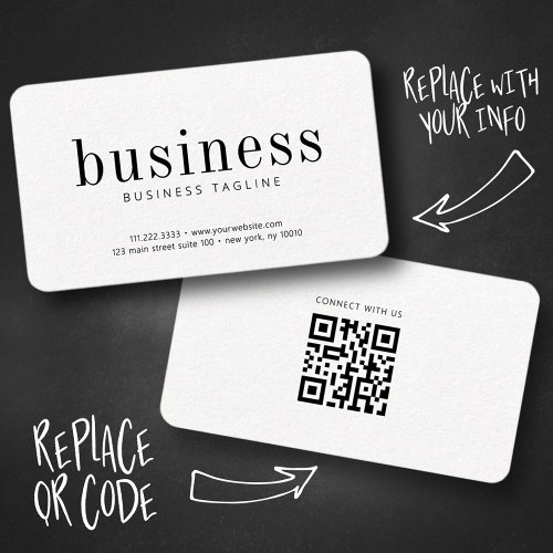 Modern Minimalist Elegant Simple Chic Scan QR Code Business Card