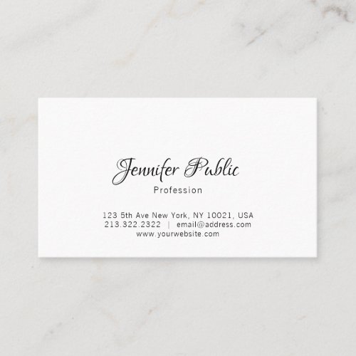 Modern Minimalist Elegant Simple Plain Chic Script Business Card