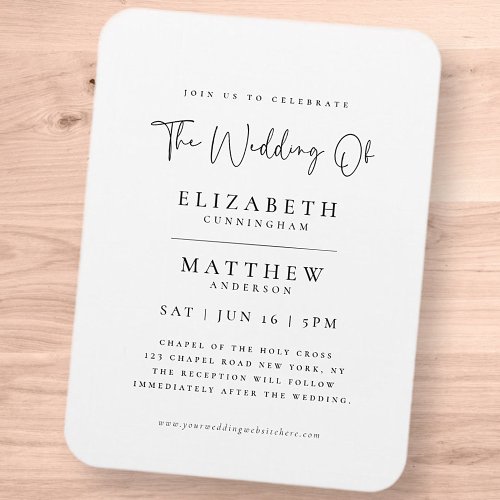 Modern Minimalist Elegant Simple Wedding Magnet