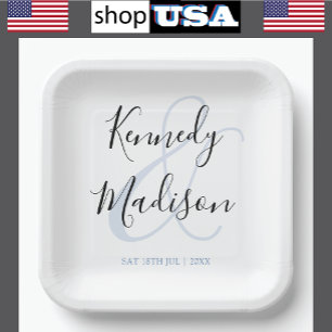 Modern Minimalist 🤵 Elegant Simple Wedding Paper Plates