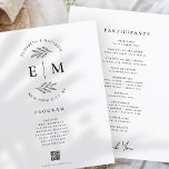 Modern Minimalist Elegant Simple Wedding Program<br><div class="desc">Composed of simple straight lined frames with classic cursive script and serif typography. These elements are simple,  timeless,  and classic.. 

This is designed by White Paper Birch Co. exclusive for Zazzle.

Available here:
http://www.zazzle.com/store/whitepaperbirch</div>