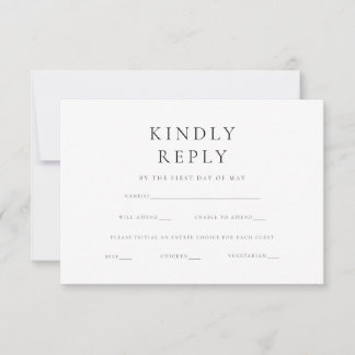 Modern Minimalist Elegant Simple Wedding RSVP Card