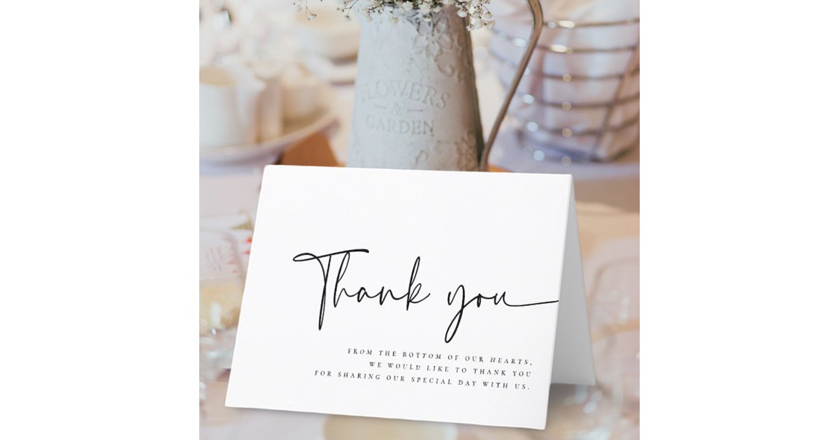 Modern Minimalist Elegant Simple Wedding Thank You Card | Zazzle