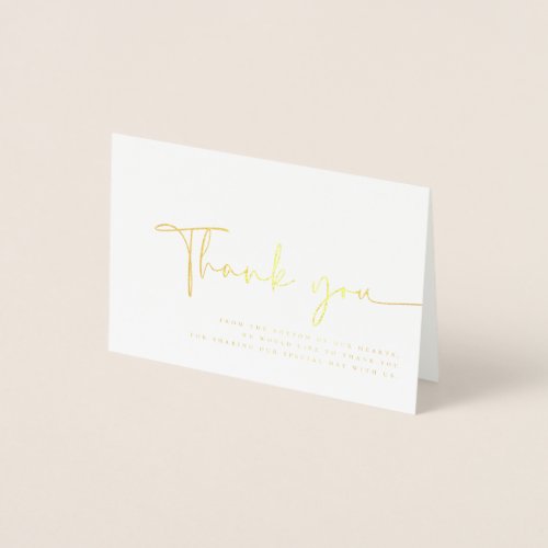 Modern Minimalist Elegant Simple Wedding Thank You Foil Card