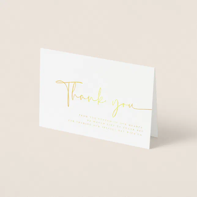 Modern Minimalist Elegant Simple Wedding Thank You Foil Card | Zazzle
