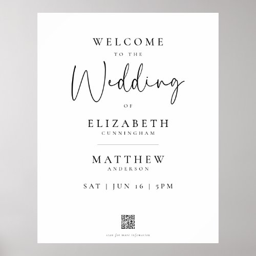 Modern Minimalist Elegant Simple Wedding Welcome Poster