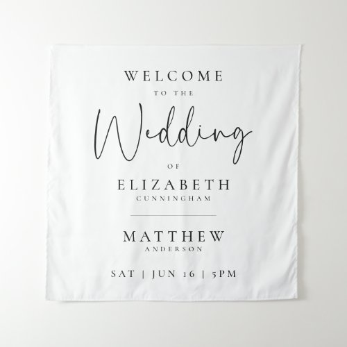 Modern Minimalist Elegant Simple Wedding Welcome Tapestry