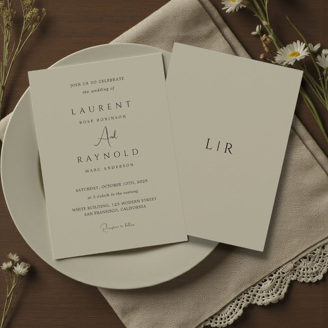 Modern Minimalist Elegant Taupe Wedding Invitation (Creator Uploaded)