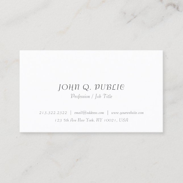 Modern Minimalist Elegant Template Professional Business Card (Front)