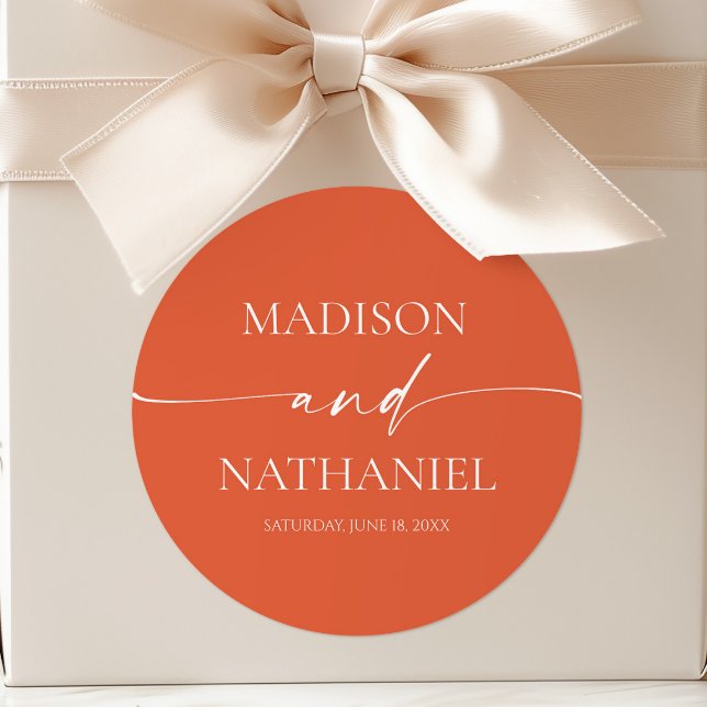 Modern Minimalist Elegant Verona Sunset Wedding Classic Round Sticker (Creator Uploaded)