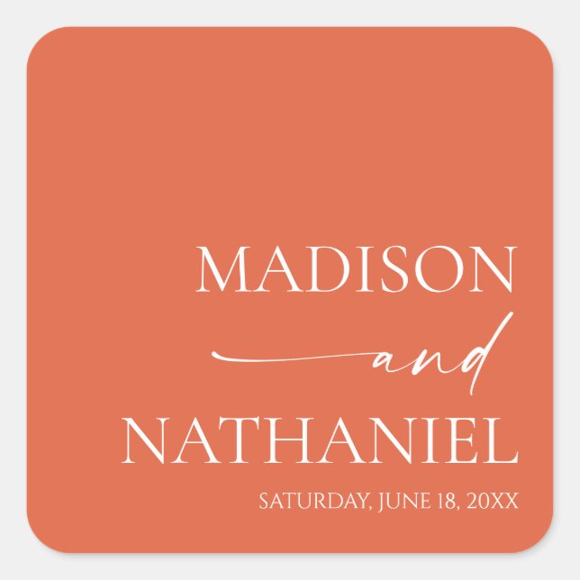 Modern Minimalist Elegant Verona Sunset Wedding Square Sticker (Front)