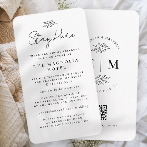 Modern Minimalist Elegant Wedding Accommodation Enclosure Card