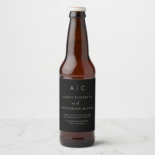 Modern Minimalist Elegant Wedding Beer Bottle Label