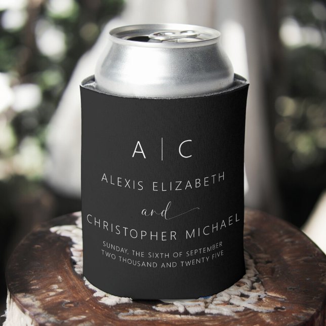 Modern Minimalist Elegant Wedding Can Cooler (Creator Uploaded)