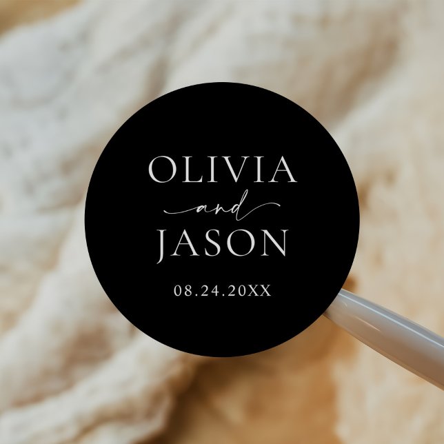 Modern Minimalist Elegant Wedding Classic Round Sticker (Creator Uploaded)