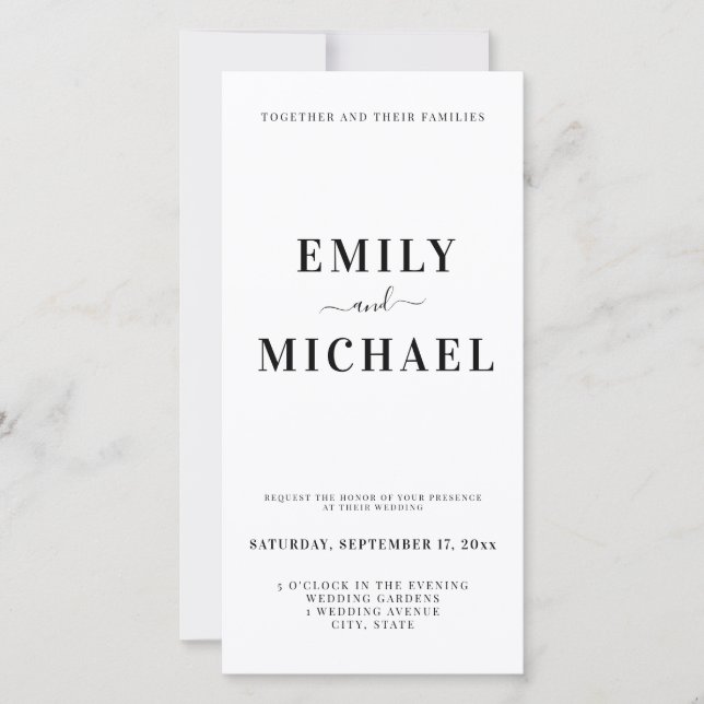 Modern Minimalist Elegant Wedding Invitation (Front)