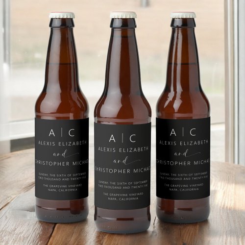 Modern Minimalist Elegant Wedding Liquor Bottle Label