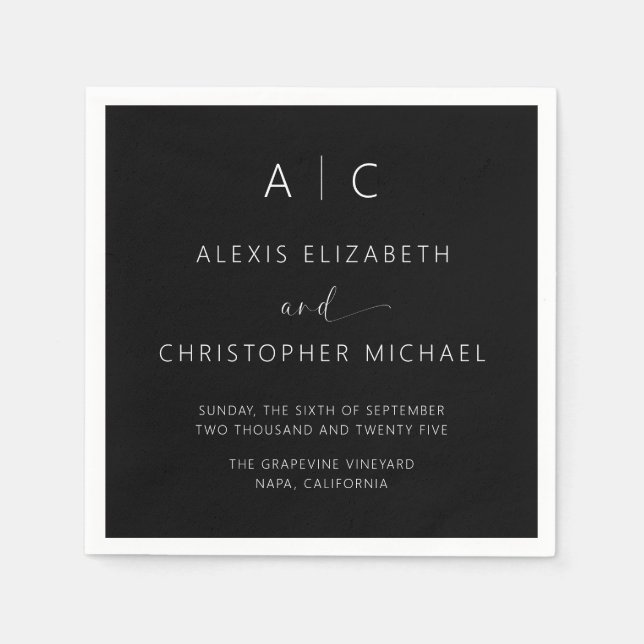 Modern Minimalist Elegant Wedding Napkins (Front)