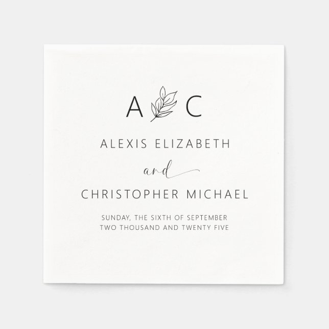 Modern Minimalist Elegant Wedding Napkins (Front)