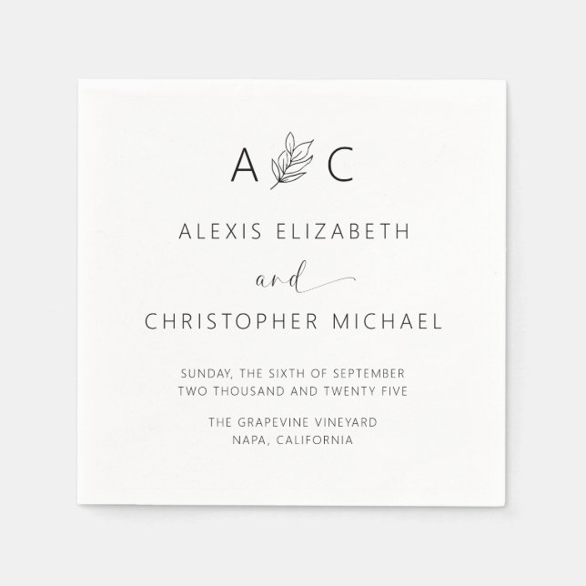 Modern Minimalist Elegant Wedding Napkins (Front)