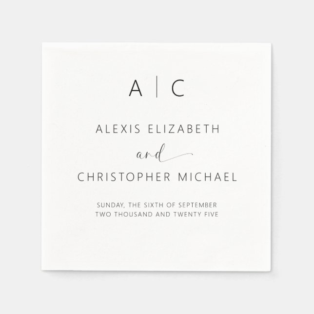 Modern Minimalist Elegant Wedding Napkins (Front)