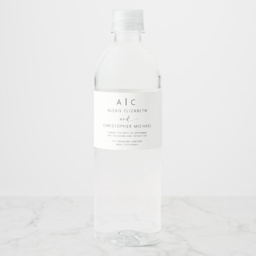 Modern Minimalist Elegant Wedding Water Bottle Label