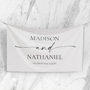Modern Minimalist Elegant White Black Wedding Banner